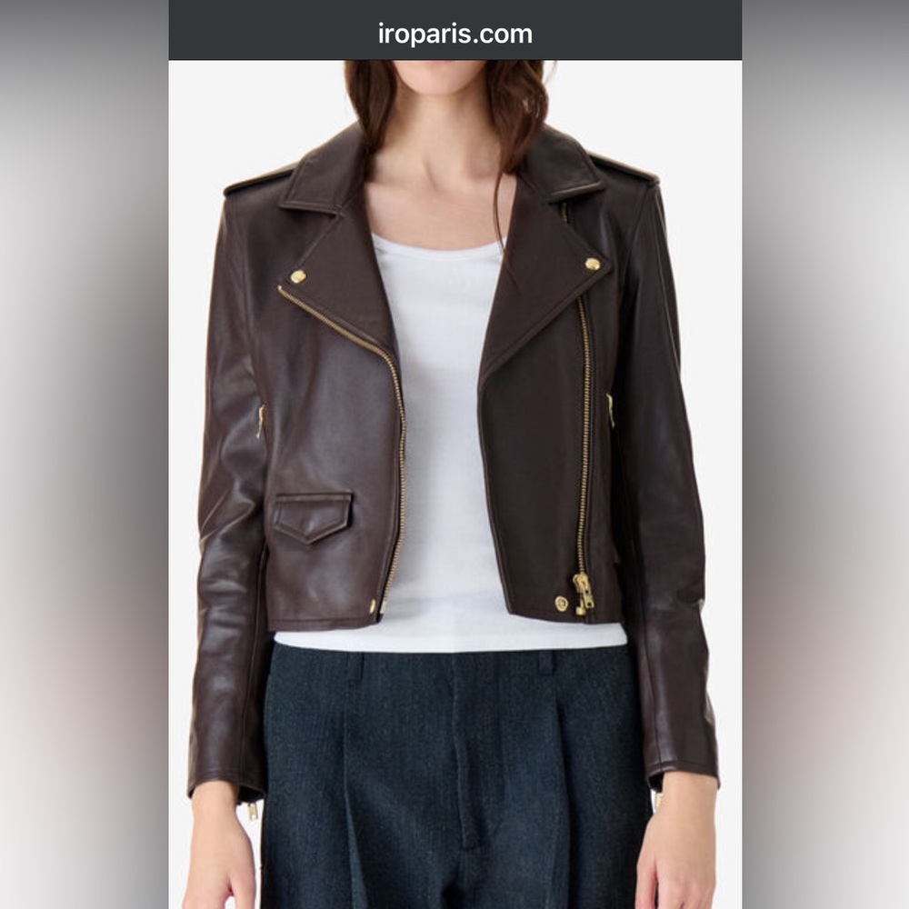 IRO Gray Ashville Leather BikerJacket - Picture 12 of 12